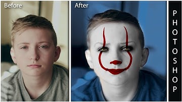 How to make IT Clown/Joker/Pennywise makeup Photoshop tutorial
