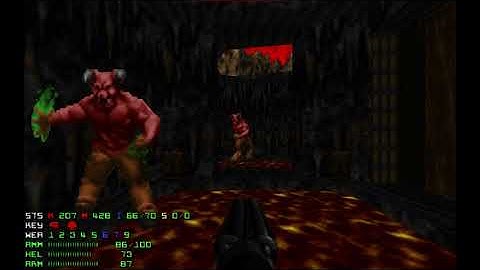 Doom 2 Zones of Fear Level 24 UV with 99.58% in 1:00:18 (A puzzle, commentary)