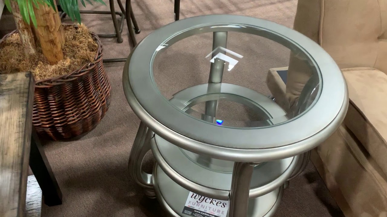 Ashley Coralayne T8206 Round 3 Tier Glass Silver End Table Wyckes