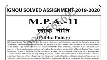 MPA-11 Solved Assignment 2019-20