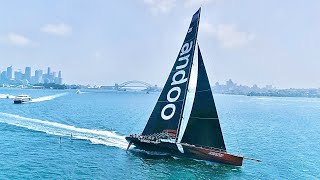 FOILING BEHIND THE FASTEST SUPERMAXI IN THE WORLD (Andoo Comanche)