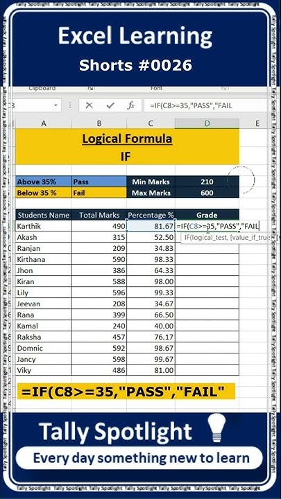 How to use logical function IF formula in Excel - 26 | Excel Learning ...