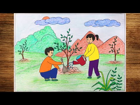 Vẽ tranh trồng cây bảo vệ môi trường | Vẽ tranh cho thiếu nhi | Mr Hip