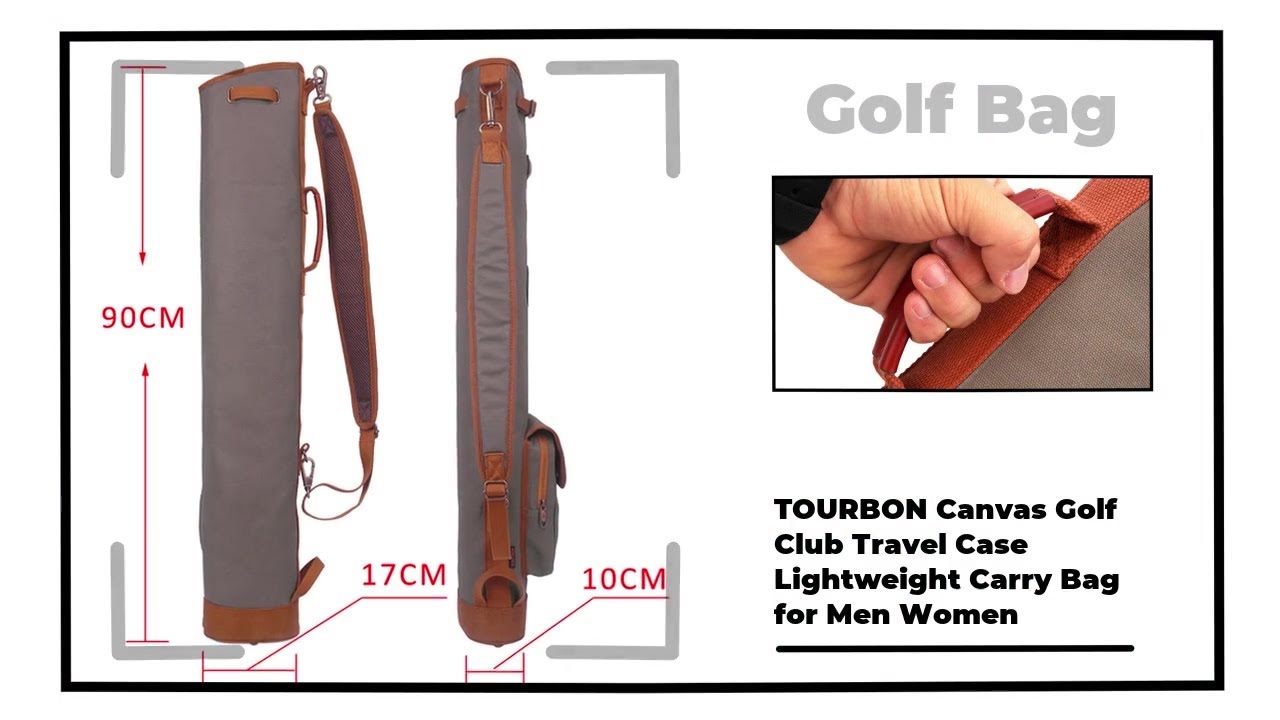 Tourbon Vintage Golf Club Carrier Holder Canvas & Leather Golf Bag