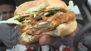 Eating Southwest Avocado Chicken Sandwich @hodgetwins