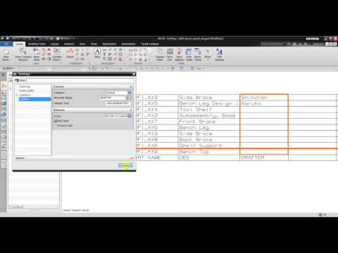 NX CAD 2D Drafting : Create Part List or Bill of Material in 2D Drawing Sheet