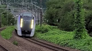 E353系 特急 あずさ 38号と33号 上りと下り 勝沼ぶどう郷駅通過