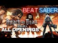 [beat saber] Attack on Titan - Shingeki no Kyojin - All Openings (1-5) Season 1-3