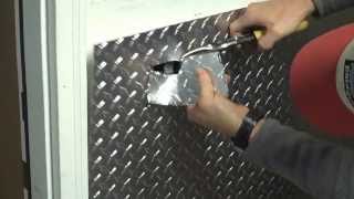 Part 1  Installing aluminum diamond plate wall panels in garage, how to cut around an outlet.