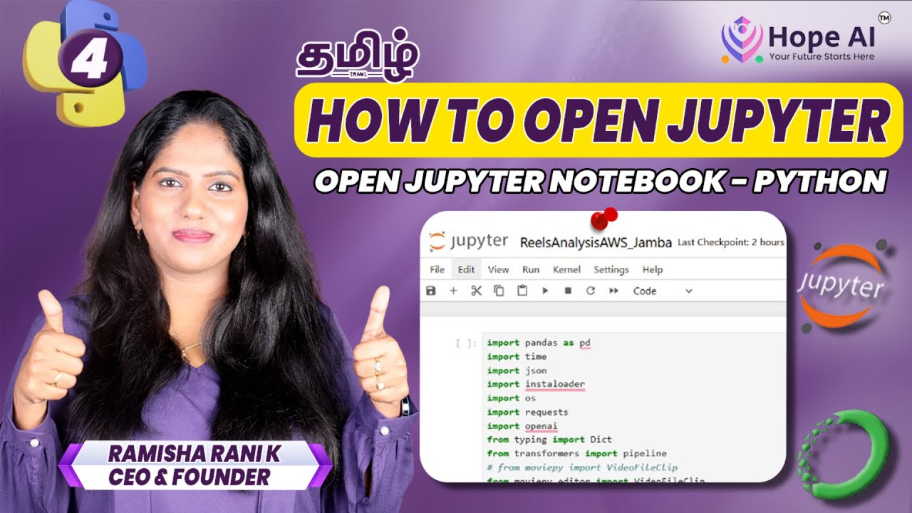 4) How to open Jupyter NoteBook? | Python in Tamil - YouTube