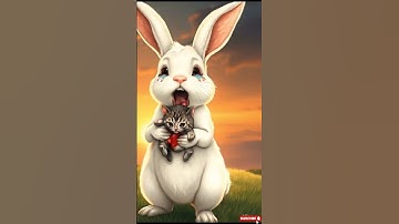 Rabbit helps kitten in accident 🐰 #rabbit #cat #kitten #funny #ai