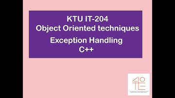 Exception Handling in  C++ ~~KTU~~IT-204