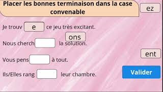 تمارين تفاعلية لمادة الفرنسية للسلك الابتدائي conjugaison des verbes 1er et 2éme groupe au présent