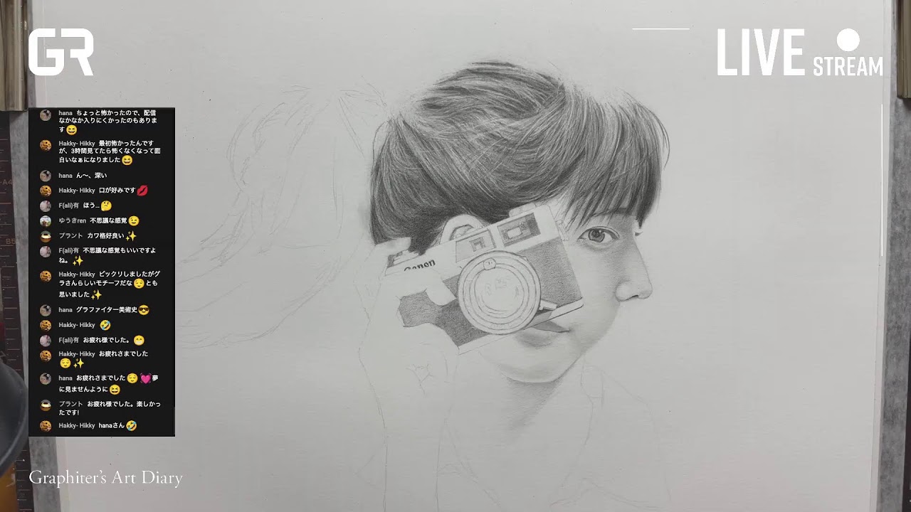 LIVE!【鉛筆画】多視点？人物画を描く｜街写真を撮る女性の絵 - YouTube