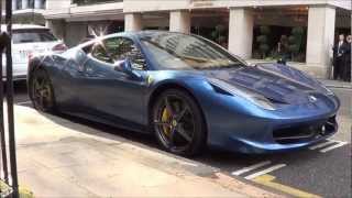 I have filmed in london a very nice ferrari 458 italia finished tdf
blue. the video you can see it starting up and driving off. this has
fair bit...