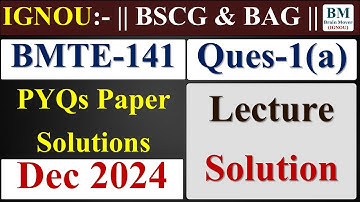 BMTE 141 Previous Year Question Paper Solution || BMTE 141 Solved Previous Year Questions Paper ||