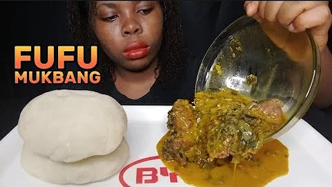 asmr mukbang cassava fufu with spicy cocoyam soup