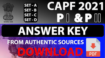 UPSC CAPF AC  ANSWER KEY 2021 EXAM / SET - A / SET - B / SET - C / SET - D // Download Pdf