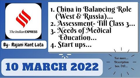 10 March 2022 | Gargi Classes Indian Express Editorial Analysis/Discussion | Rajani Kant Lata