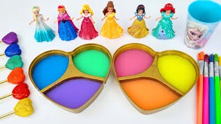 Satisfying Video I How to make Princess Lolipops in to Heart Pool AND Rainbow Slime Cutting ASMR