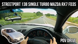 Single Turbo Streetport Mazda RX7 FD3S - POV Country Roads Drive