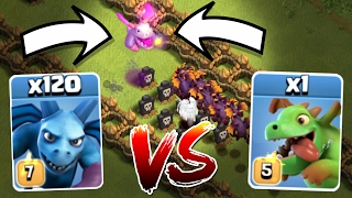 1 BABY DRAGON CRUSHES 120 MINIONS!!! ULTIMATE TROOP SHOW DOWN IN CLASH OF CLANS!!