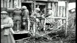 US 6th army troops in a destroyed hut  near Exermont in France during the World W...HD Stock Footage