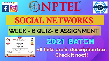 Social Networks | Week 6 Answers 2021| NPTEL ||