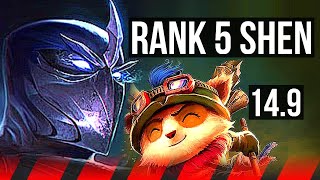 SHEN vs TEEMO (TOP) | Rank 5 Shen, 2/0/6 | TR Grandmaster | 14.9