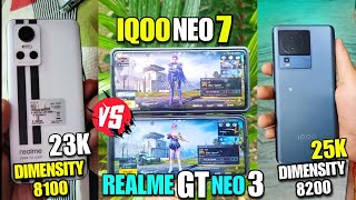 ⚡IQOO NEO 7 vs REALME GT NEO 3 full gaming comparison | BEST GAMING phones under 23,000 to 25000⚡