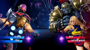 Ultron & Thor vs Gladiator Hulk & Captain Marvel (Very Hard) - Marvel vs Capcom | 4K UHD Gameplay