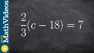 Solving an equation by using distributive property 2/3 (c–18) = 7