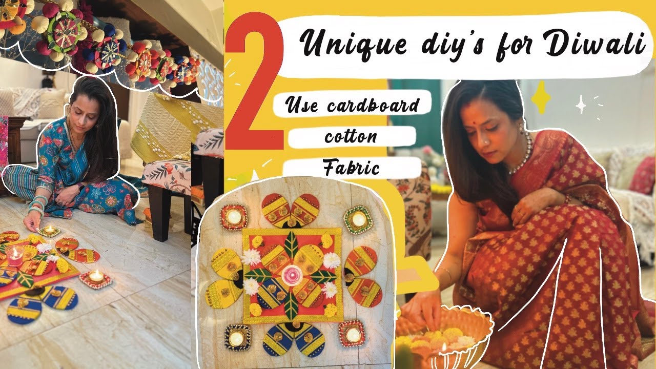 Perfect Diwali DIY - Toran and Rangoli made from cardboard, cotton and ...