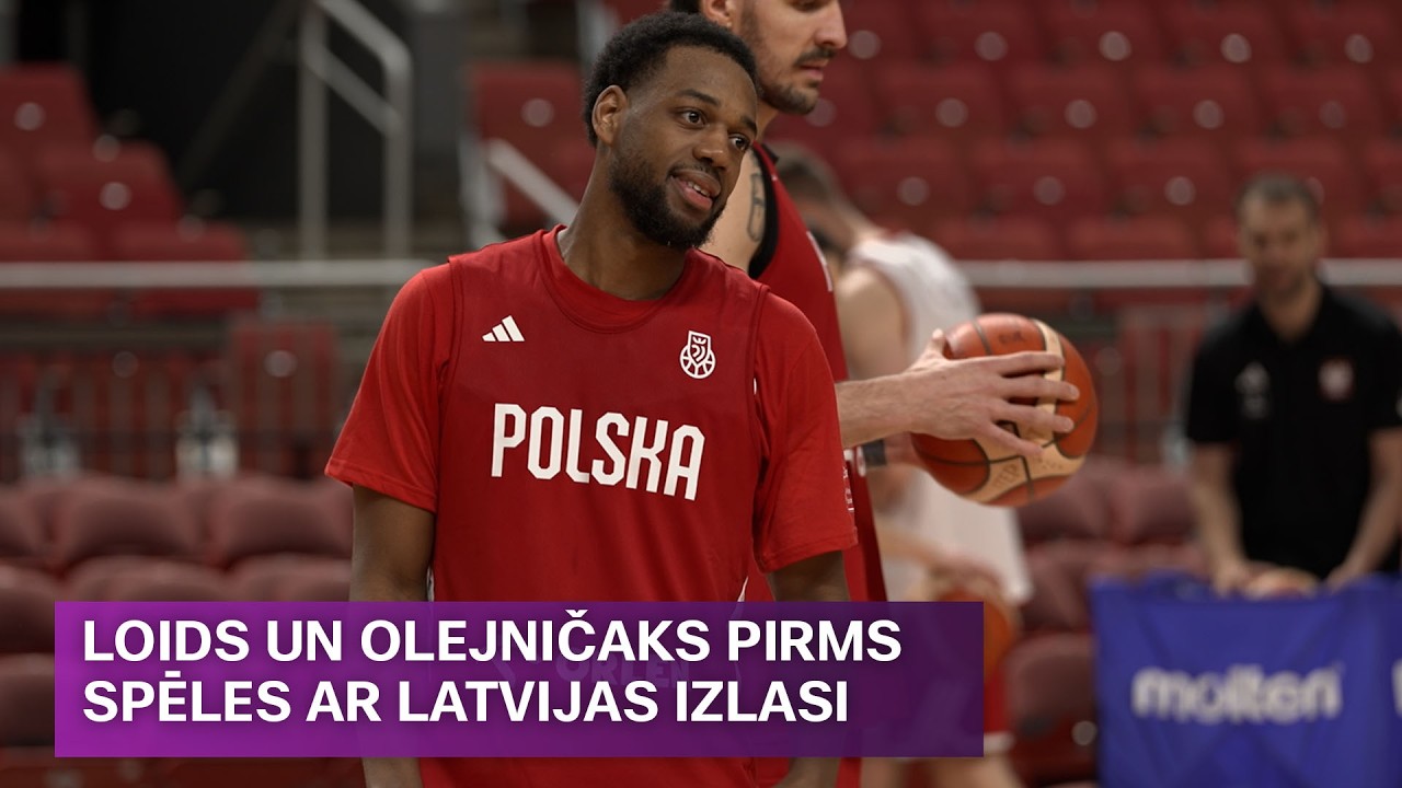 Polijas izlases basketbolisti Loids un Olejničaks pirms spēles ar Latvijas izlasi I Sporta Studija