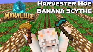 ManaCube Skyblock | How to Make a Harvester Hoe & Banana Scythe Farm | Minecraft