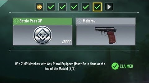 Win 2 MP Matches with Any Pistol Equipped must be in hand at the end of Match Task Complete