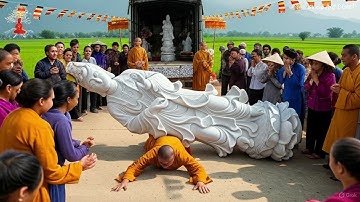 Tượng Quan Âm Bất Ngờ Ngã Đè Lên Sư Thầy Trong Lễ Rước – Phản Ứng Của Đám Đông Khiến Tất Cả Rợn Gáy