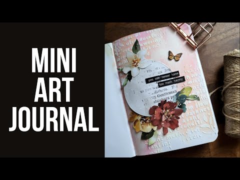 mini art journal | acrylic paints, stencil, collage - YouTube