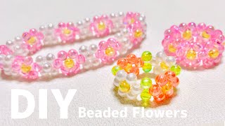 ビーズの花の作り方 レトロで可愛い ラウンドビーズで花編みアクセサリー ビーズリング ブレスレット 初心者 Diy How To Make Beaded Flower Chain Ring Youtube