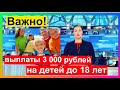 Выплата 3 000 рублей на детей до 18 лет.  Помощь безработным родителям несовершеннолетних детей