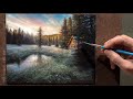 Cabin Oil Painting &quot;Light Frost&quot; - Landscape Art Time-lapse