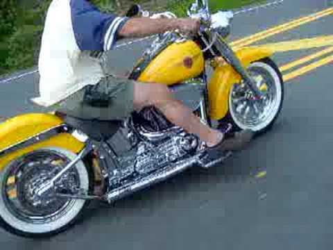  yellow  fatboy  rolling burnout YouTube
