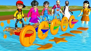 Scary Teacher 3D vs Squid Game Wooden Mini Boat and Honeycomb Candy Swimming Pool 5 Times Challenge by Scary Teacher Family 1,717,057 views 3 months ago 32 minutes