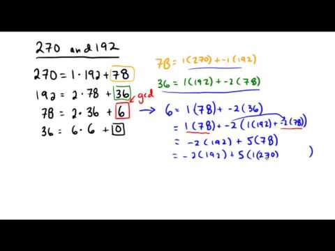 Using Euclidean algorithm to write gcd as linear combination