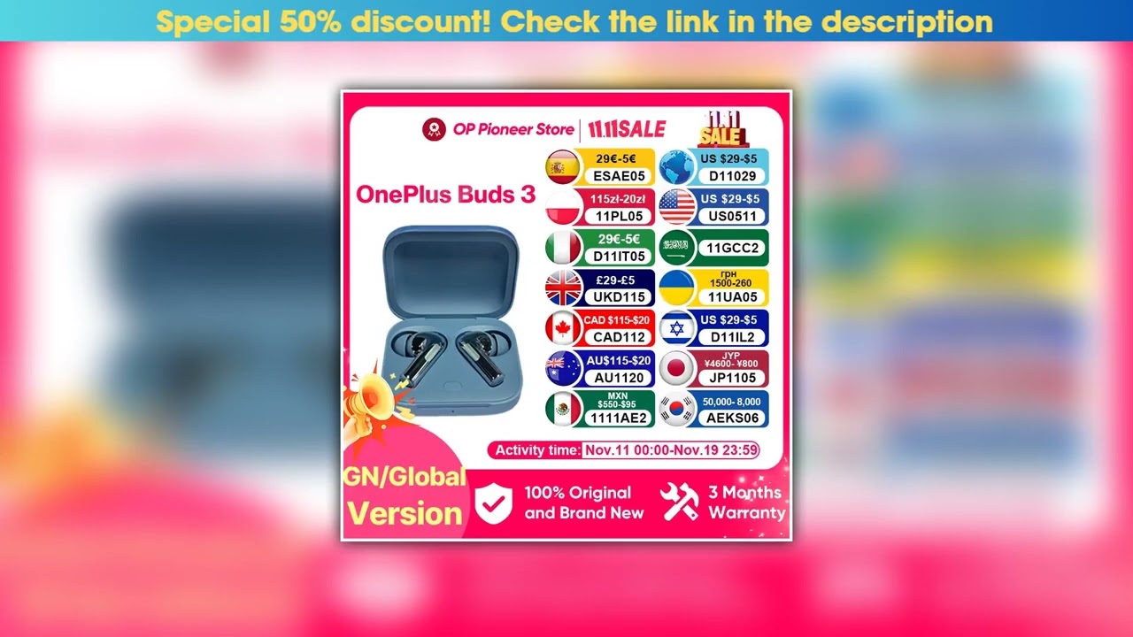 Editor’s Choice 2024 New Global Version Oneplus Buds 3 TWS Bluetooth Earphone 49dB Active Noise Can