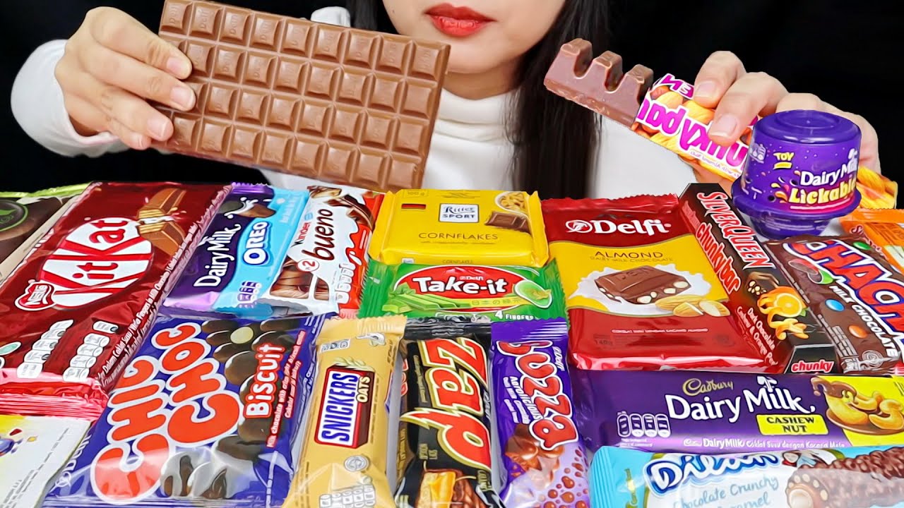 ASMR CHOCOLATE BAR PARTY 🍫 KITKAT, SILVERQUEEN, DELFI ALMOND, CADBURY, KINDER BUENO, RITTER SPORT