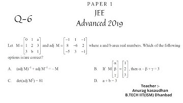 JEE Advanced 2019 Math Paper 1 (Q 6) solution | IIT JEE Maths | #jeeadvanced2019  #projecteducation