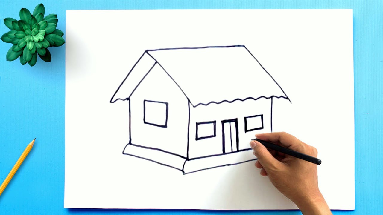 Simple House Drawing  How to Draw a House step by step Easy ...