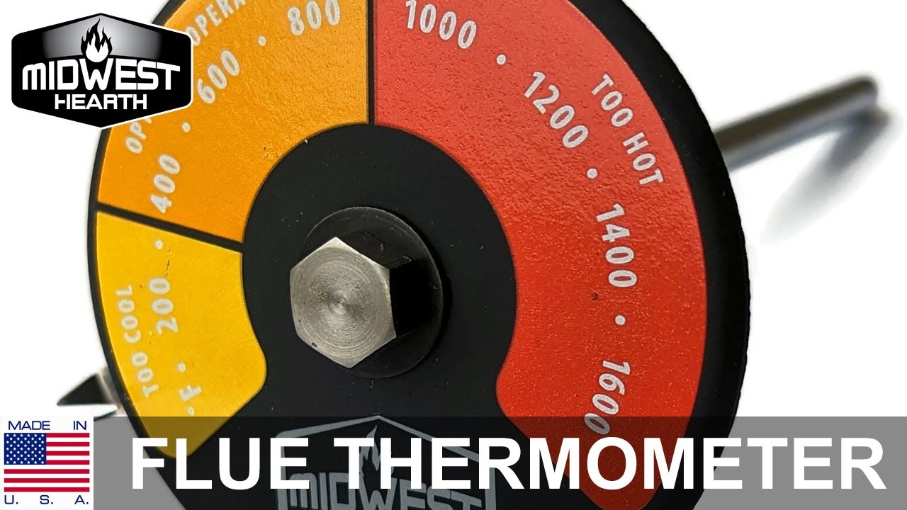 Midwest Hearth Flue Pipe Thermometer for Wood Stoves with Double Wall