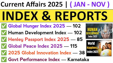 Index and Ranking 2025 Current Affairs | Index 2025 Current Affairs | Current Affairs For Exams 2025